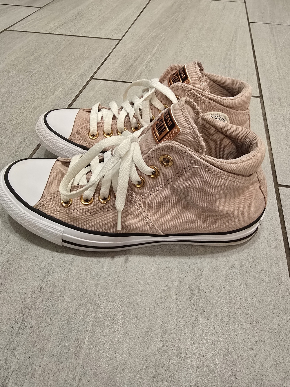 Converse Chuck Taylor All Star Pink High Top Sneakers Rose Gold Hardware Size 7 - Picture 3 of 5